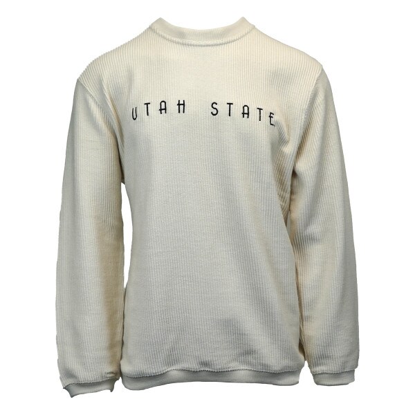 long sleeve crew sweatshirt embroidered utah state, cream